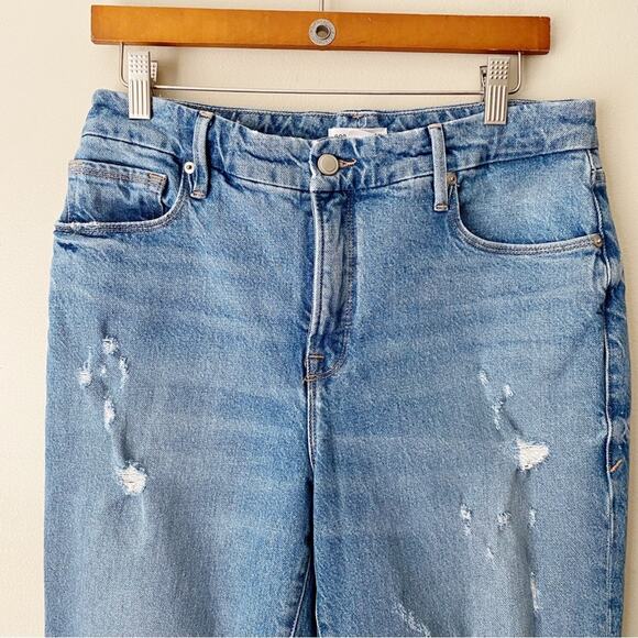 Good American | The Weekender Jeans Distressed Straight Leg Indigo Blue Size 26 - Picture 3 of 8